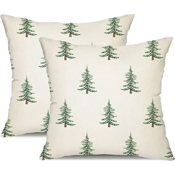 Christmas Pillow Covers 20x20 inch Set of 2 Christmas Tree Decorative White Throw Pillow Covers Winter Famliy Decoration for Home Couch TH-30B20