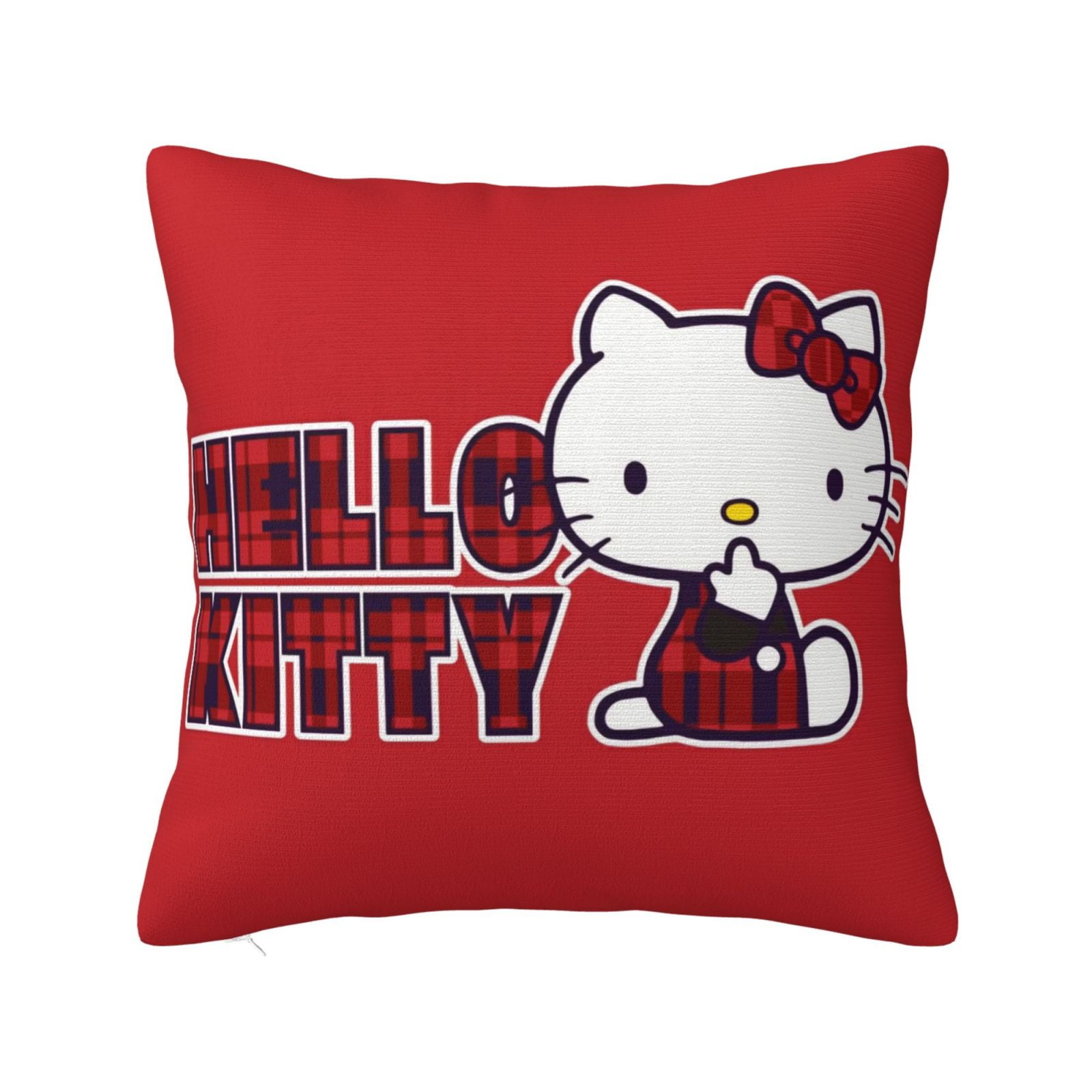 Christmas Pillow Covers 22x22 inch,Plaid Hello Kitty Throw Pillow Cases