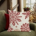 thumbnail image 1 of Christmas Pillow Covers, Christmas Throw Pillow Covers, Red and White Snowflake Deer Pattern Decorative Pillow Cases for Home Sofa Couch Bed Car, Flax, 1 of 7