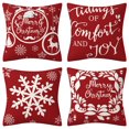 thumbnail image 1 of Christmas Pillow Covers Christmas Tree Snowflake Decorative Red White Throw Pillow Covers Winter Farmhouse Decoration 18x18 inch, 1 of 5