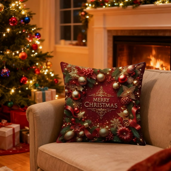 Christmas Pillow Covers for Decorations 18x18" Christmas Decorative Pillow Cases with Soft Fabric Hidden Zipper for Couch Sofa Bed, Soft and Breathable Home Decors Cushion Covers