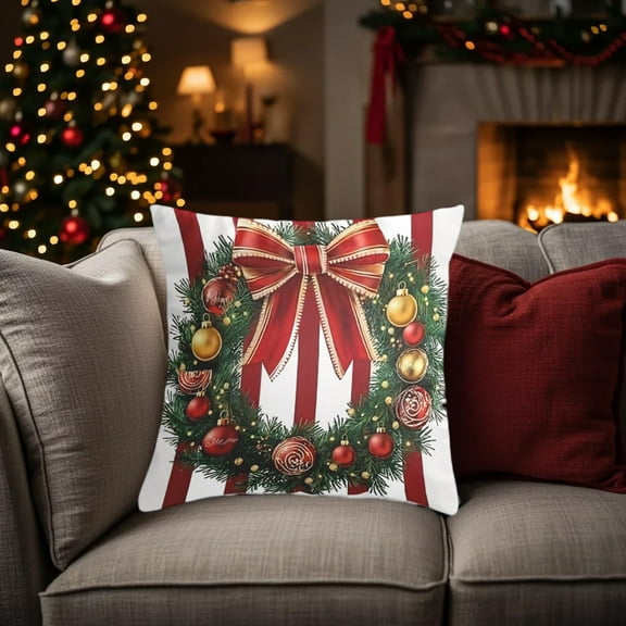 Christmas Pillow Covers for Decorations Indoor18x18" Christmas Decorative Pillow Cases with Soft Fabric Hidden Zipper Cushion Covers for Couch Sofa Bed Home Decoration