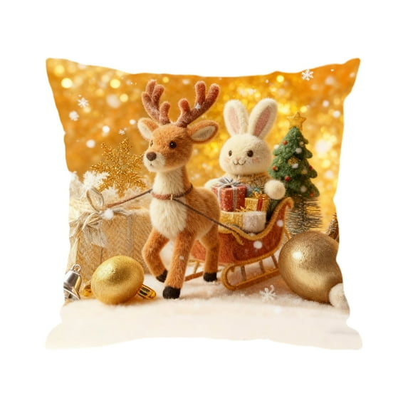 Christmas Pillow Covers Festive Home Decor Short Plush Pillowcases With Printed Patterns, Soft Texture And Multi-Use For Living Room, Bed 18X18In 1.3Lb