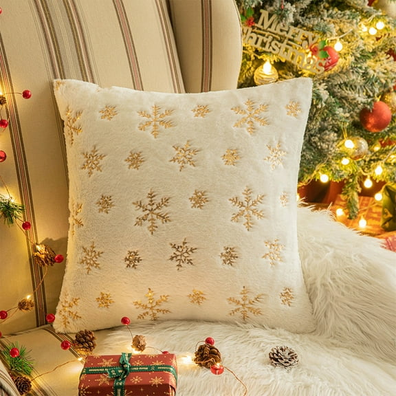 Christmas Pillow Covers, LED Lighted RGB Pillows, Holiday Decorative Cotton Cushion Covers with Hidden Zipper, Reusable Soft Breathable 45x45cm Throw Pillowcases for Home and Office Decor