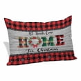 thumbnail image 1 of Christmas Pillow Covers, Linen Long Throw Pillow Case, Winter Poinsettia Wooden Grain Red Black Plaid Holiday Pillow Protector Decorative Cushion Cover for Living Room/Bedroom 24" x 36", 1 of 8