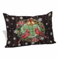 thumbnail image 1 of Christmas Pillow Covers, Linen Long Throw Pillow Case, Xmas Botanical Birds Snowflake Wooden Holiday Pillow Protector Decorative Cushion Cover for Living Room/Bedroom 24" x 36", 1 of 8