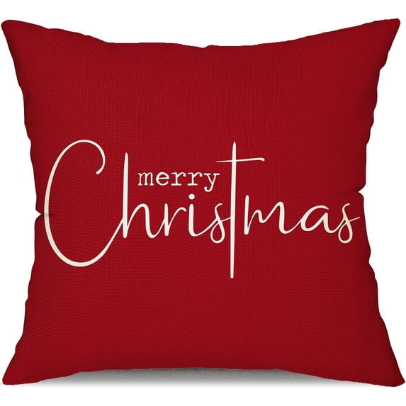 Christmas Pillow Covers Merry Christmas Throw Pillow Decorative Christmas Red and Black Cotton Cloth Linen Cloth Pillow Cover Sofa Cover Decorative Rectangle