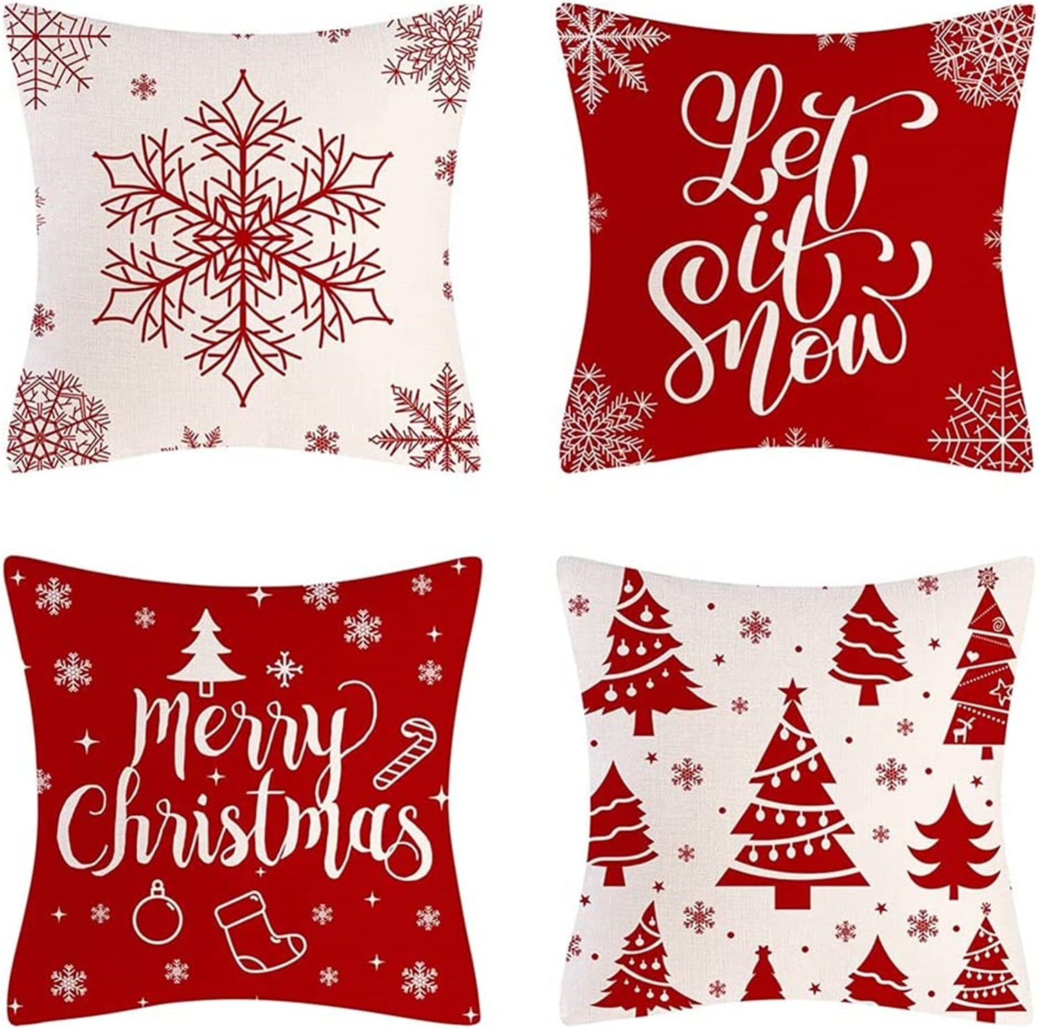 Christmas Pillow Covers, Niyattn 18 18" Set of 4 Farmhouse Pillow