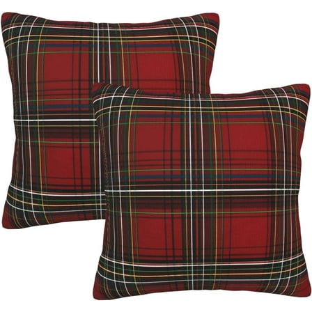 Christmas Pillow Covers Set of 2 20x20 Inch Throw Pillow Covers Red Tartan Plaid Decorative Pillow Cases Holiday Square Cushion Covers Pillow Protector for Home Couch Sofa Car