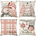 thumbnail image 1 of Christmas Pillow Covers Set of 4 for Xmas Decorative Pillowcase Winter Holiday Throw Cushion Case for Home Christmas Decor (Snowman Xmas Tree) (Blue, 18”x18“), 1 of 6