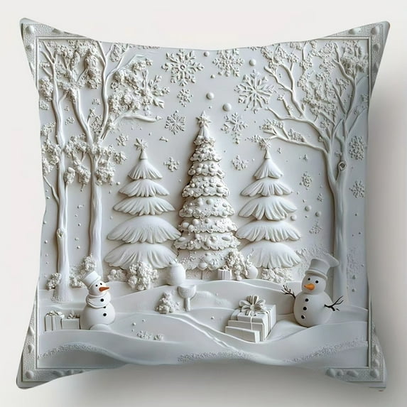 Christmas Pillow Covers Snowman Reindeer&Christmas Tree Throw Pillow Covers,Winter Holiday Cushion Case Decoration for Sofa Couch