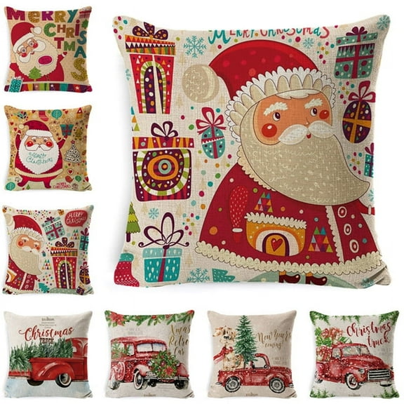 Christmas Pillow Covers Snowman Santa Christmas Tree Pillows Winter Holiday Throw Pillows Farmhouse Christmas Decor for Couch 18x18inch