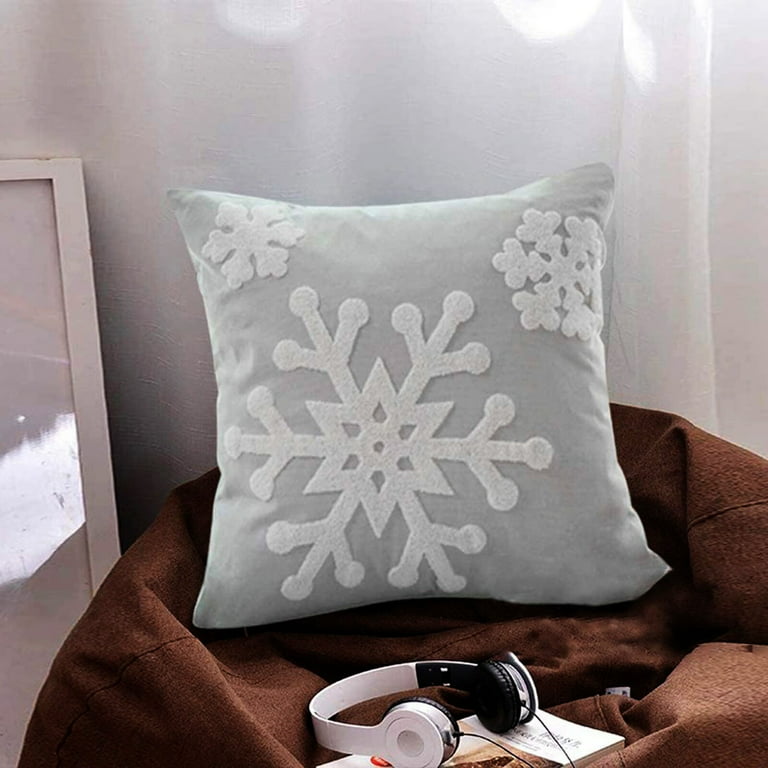 Christmas Pillow Covers Soft Canvas Christmas Winter Snowflake Style  Embroidery Throw Pillows Covers Bed Sofa Cushion Pillowcases for Kids  Bedding 1