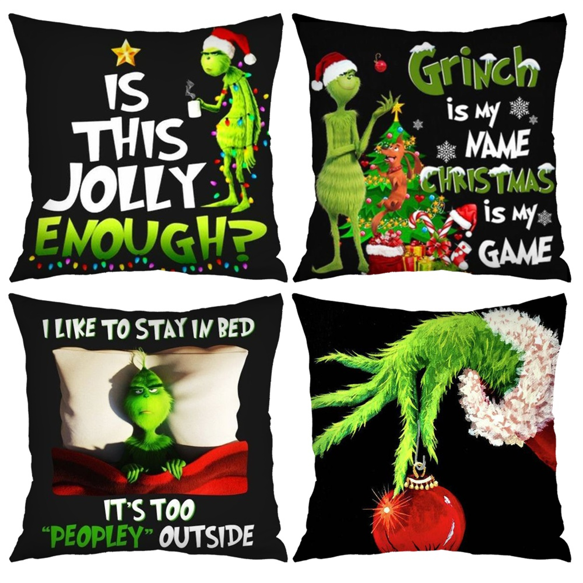 Christmas Pillow Covers Throw Covers Grinch Pillow Case Christmas Pillows Winter Holiday Throw