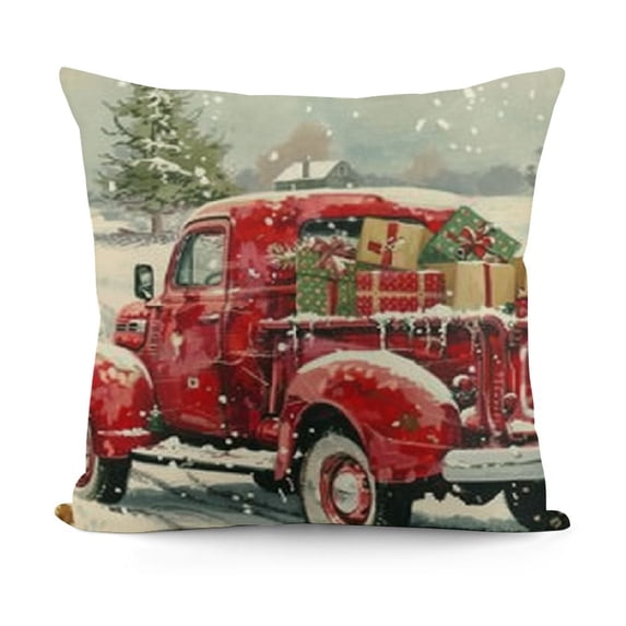Christmas Pillow Covers Tree Truck Throw Pillow Case Vintage Decorative Cushion Case for Home Office Room Decor