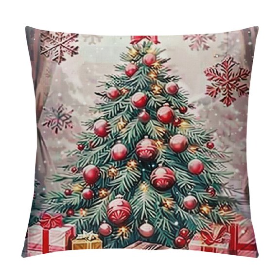 Christmas Pillow CoversThrow Pillow Covers Set Cushion Case, Decorations for Sofa Bed Home,Christmas Tree/Snowflake/Reindeer/Theme Design