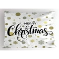 thumbnail image 1 of Christmas Pillow Sham Merry Christmas Stylized Lettering on Abstract Modern Snowflake Dot Pattern, Decorative Standard King Size Printed Pillowcase, 36 X 20 Inches, Gold Taupe Black, by Ambesonne, 1 of 2