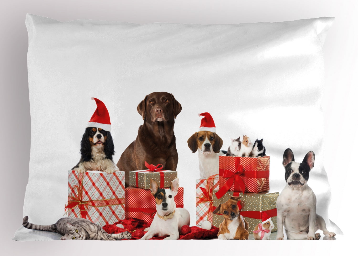 Festive Pets Christmas Standard Queen Polyester Pillow Sham