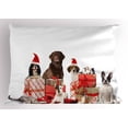 thumbnail image 1 of Christmas Pillow Sham Several Pets with Surprise Christmas Presents Adorable Dogs Cats and Rabbits, Decorative Standard Size Printed Pillowcase, 26 X 20 Inches, Brown Red White, by Ambesonne, 1 of 2