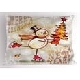 thumbnail image 1 of Christmas Pillow Sham Skating Happy Snowman with Christmas Tree Cheerful Hand Drawn Ornate Snowflakes, Decorative Standard Size Printed Pillowcase, 26 X 20 Inches, Multicolor, by Ambesonne, 1 of 2