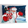 thumbnail image 1 of Christmas Pillow Sham Smiling Santa Claus Hugging Snowman in Cartoon Style Winter Hills Fir Trees, Decorative Standard Size Printed Pillowcase, 26 X 20 Inches, Blue Red White, by Ambesonne, 1 of 2