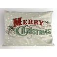 thumbnail image 1 of Christmas Pillow Sham Stars and Snowflakes Backdrop with Stylized Retro Lettering, Decorative Standard King Size Printed Pillowcase, 36 X 20 Inches, Almond Green Red Pale Grey, by Ambesonne, 1 of 2