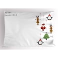 thumbnail image 1 of Christmas Pillow Sham Stylized Reindeers Santa Claus Penguins and Xmas Tree on Stripes Cute Design, Decorative Standard Queen Size Printed Pillowcase, 30 X 20 Inches, Multicolor, by Ambesonne, 1 of 2