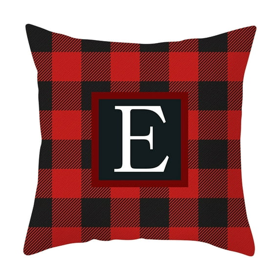 Christmas Pillowcase, Festive Cushion Cover, Twenty Six Letters Peach Skin Print Plaid Pillowcase, Soft Durable Material, Easy To Clean, Universal Size 45x45cm, Bright Color, Exquisite Craftsmanship
