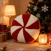 Christmas Pillows Candy Pillows Cute Candy Decoration Winter Throw Pillow Aesthetic Room Decor Candycane Shaped Cushion for Xmas Holiday Party Favor Gift Round 12in