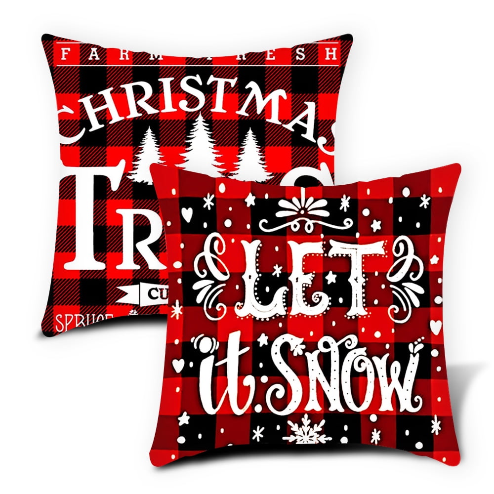  Outdoor Waterproof Pillows with Inserts 20x12 Inch Pack of  2,Snowy Christmas Tree Winter Snowflake and Snowman Rectangle Throw Pillow  Cushion Case,Red Back Pillows for Patio Garden Balcony Couch Sofa : Patio