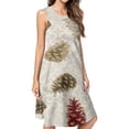 thumbnail image 1 of Christmas Pine Cone Spring Summer Dresses for Women Fashion T-shirt Dress Casual Sleeveless Loose Sundress with Pockets, 1 of 5