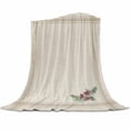 thumbnail image 1 of Christmas Pine Cones Flannel Blanket for Bed,Travel and Camping, Winter Vintage Beige Brown Striped Linen Bottom Super Soft Cozy Blanket for All Seasons 60" x 80", 1 of 6