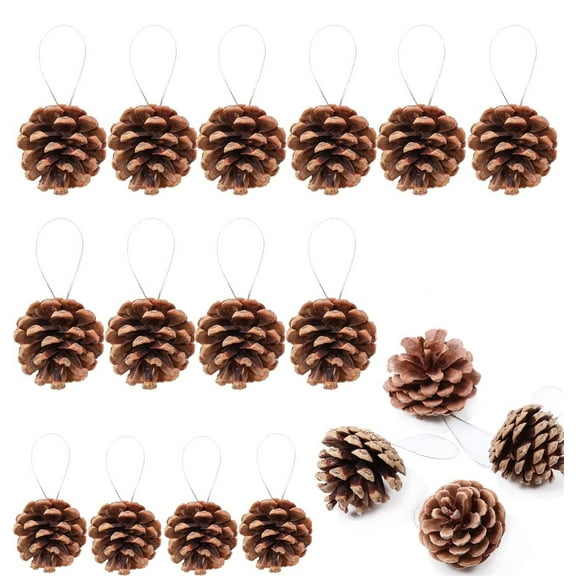 Christmas Pine Cones,Happon 12 Pack 1.57inch Natural Brown Pinecones for Christmas Tree Ornaments DIY Crafts Gift Tree Holiday Thanksgiving Home Party Favor Fireplace Decoration