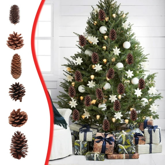 Christmas Pine Cones, Holiday Tree Decorations, Wood Ornament, Shatterproof Lightweight Material, for Wreaths Garlands Centerpieces, Festive Hanging Shooting Props | Black KTFgvq