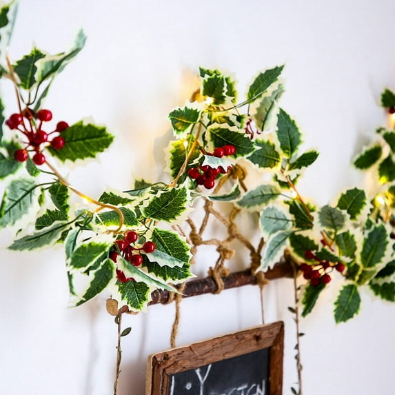 Christmas Pine Garland, 5.7ft Natural Rustic Christmas Garland with Lights, Ideal for Decorating Rooms, Fireplaces, Chandeliers, Stairs