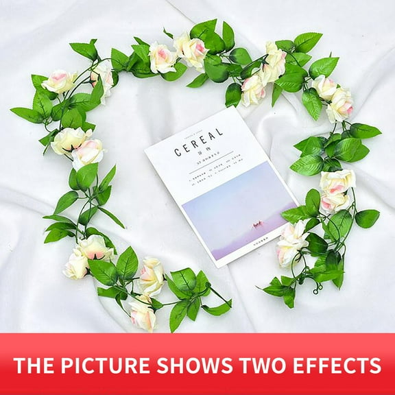 Christmas Pine Garland Hwkond Artificial Rose Flower Rattan Wall Hanging Indoor Windin Decoration Fake Flower Up to 60% Off