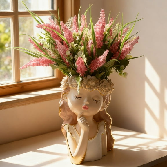 Christmas Pine & Lavender Artificial Flower Bouquet, Faux Greenery Floral Arrangement for Holiday Decor, Table Centerpieces, Mantel and Christmas Party Decorations, 18.89in/48cm, Hot Pink