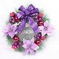 thumbnail image 1 of Christmas Pine Needle Wreath, PVC Ring Door Frame Window Pendant, 12In Christmas Wreath, Decorated with Bells, Balls, Bows, Letter - Merry Christmas Front Door Wall Christmas Tree Decorations (Purple), 1 of 7