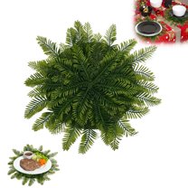 Christmas Pine Placemats Set, Christmas Greenery Placemats, Faux Cedar Greenery, Green Plants Fake Cedar Greenery Round Placemats for Table Dining Christmas Decorations