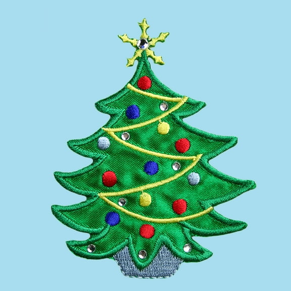 Christmas Pine Tree Holidays Noel Self Adhesive Iron On Applique Patch (2.625"x3.5")