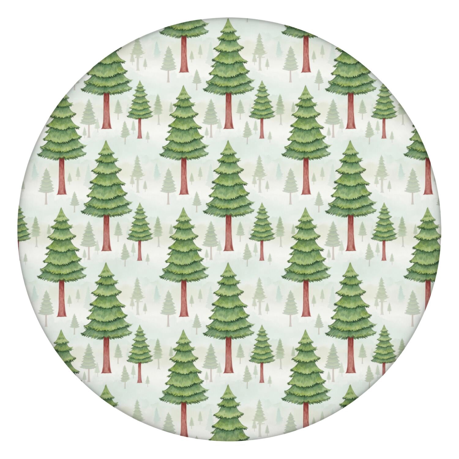 Christmas Pine Tree Light Green Pattern Round Elastic Tablecloth, 45-52 ...