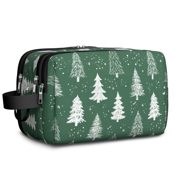 Christmas Pine Tree Sketch Snowflake Pattern Travel Toiletry Bag, Dopp ...