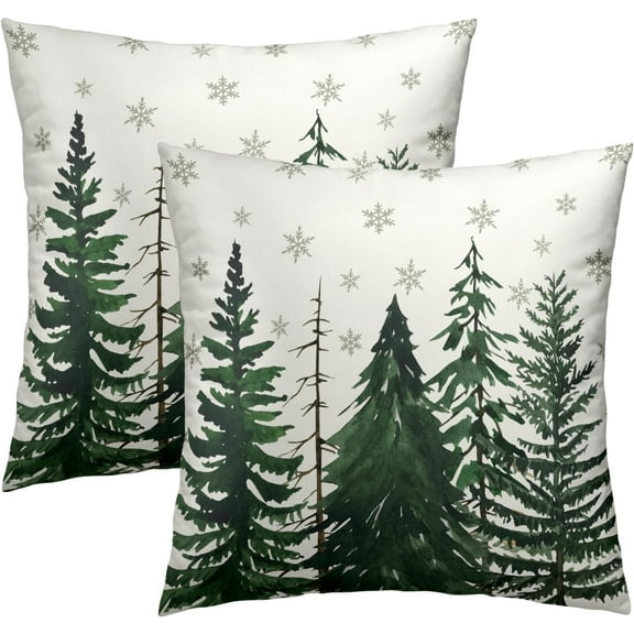 Christmas Pine Tree Throw Pillow Covers Inch White Snowflake Pillow Cases Set of 2 Holiday Cushion Case Decoration for Bed Sofa Couch