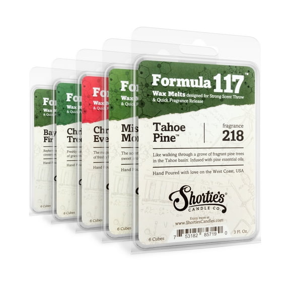 Christmas Pine Wax Melts Variety 5 Pack - Formula 117 - 5 Highly Scented 3 Oz. Bars - Made With Natural & Essential Oils - Christmas & Holiday Warmer Wax Cubes