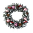 thumbnail image 1 of Christmas Pine Wreath Real Touch for Front Door Pinecone Ornaments Wreath for Winter Holiday Christmas Party Decorations, Pink, 1 of 6
