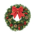 thumbnail image 1 of Christmas Pine Wreath with Red Bow Wedding Birthday Halloween Thanksgiving Christmas Holiday Decoration 12 in, 1 of 6
