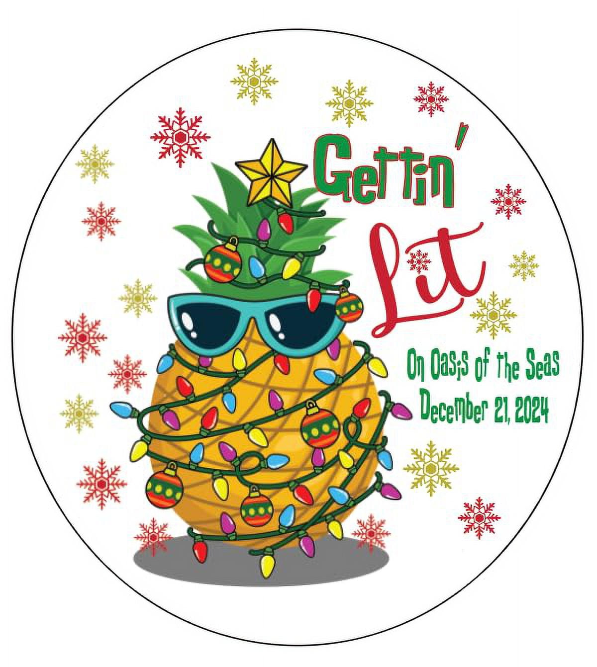 Christmas Pineapple Getting Lit Magnet Cruise Door Decoration Customized Personalized for your Stateroom Door on your Disney Cruise, Carnival, Royal Caribbean, etc.
