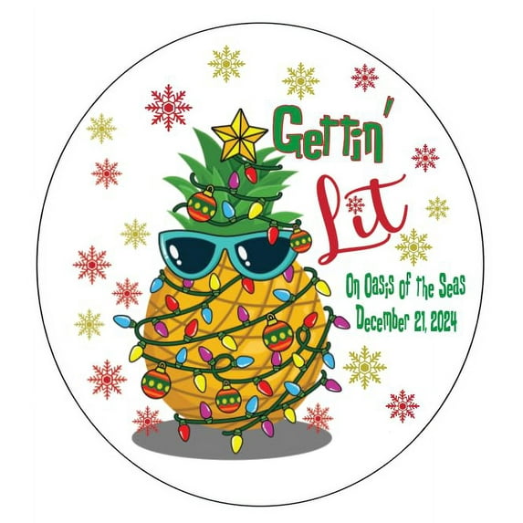 Christmas Pineapple Getting Lit Magnet Cruise Door Decoration Customized Personalized for your Stateroom Door on your Disney Cruise, Carnival, Royal Caribbean, etc.