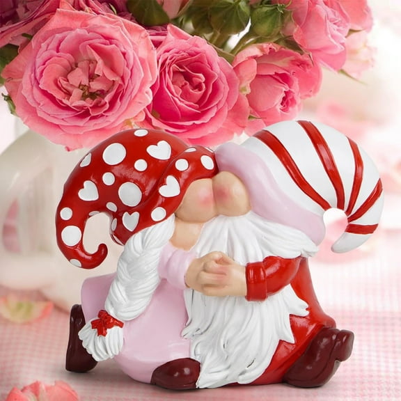Valentines Day Gnome Statue Ornament,Resin Home Table Decoration for Couples,Romantic Decor for Valentines Day,Weddings,or Indoor Display,Cute and Versatile Ornament Ready to Use-B