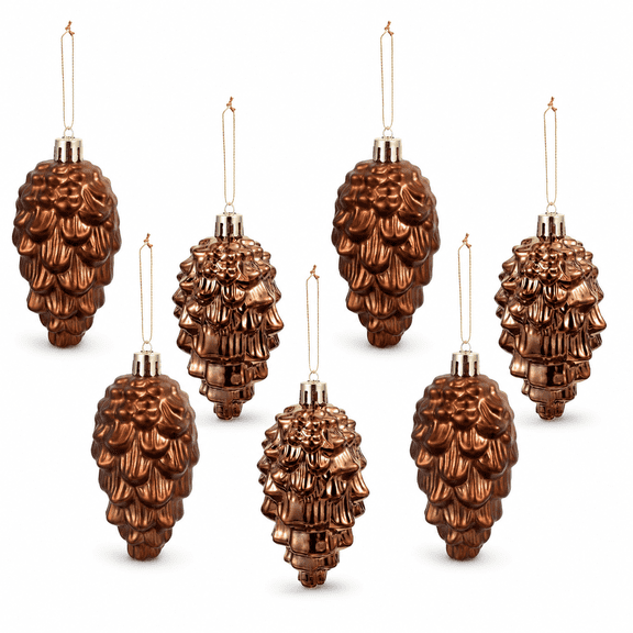 Christmas Pinecone Ornament, Fall Hanging Pine Cone Decorations, Glitter Shatterproof Pinecone Ball Decorative Baubles for Xmas Tree Thanksgiving Day Holiday